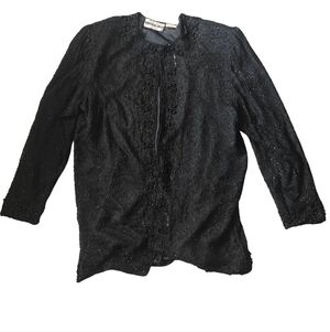 Elegant Black Textured Women's Blazer